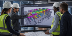 The collaboration benefits of BIM in construction help teams identify structural clashes early.